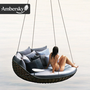 Lit de repos d'extérieur en métal pour villa, jardin, terrasse, résistant à la pluie et au soleil, avec coussins, simple, type hamac balançoire - Product Image 4