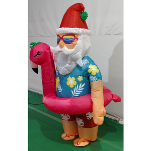 Costume gonflable de <span class=keywords><strong>Père</strong></span> Noël tropical d'été avec bouée de natation flamant rose, tenue de mascotte de Noël pour fête à la plage, piscine ou cosplay - Product Image 2