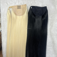 Queue de cheval de cheveux humains facile à utiliser avec des clips faits de 100% cheveux humains Remy couleur blonde noire crépus bouclés extension de cheveux de queue de cheval