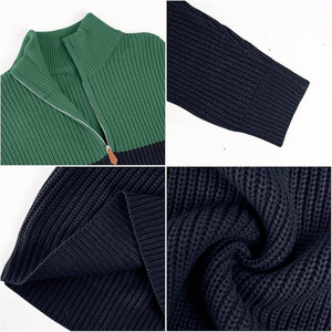 Suéter de Punto con Media Cremallera para Hombre, Cálido, Informal, Ajustado, con Bloques de Color, Jersey de Acrílico Suave - Product Image 4