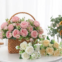 Flores Artificiales de Seda, Peonías, Ramo de Flores Romántico para Bodas, Arreglos Florales y Fotomatón, Precio de Fábrica