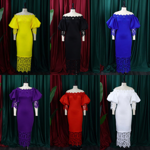 C8524 Nuovi Arrivi Autunnali Abito Elegante da Donna Africana Taglie Forti con Inserti in Pizzo e Scollo a Barca per Feste e Cerimonie - Product Image 2