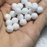 Perles d'Opale en Gros 2mm 3mm 4mm 5mm 6mm Opale de Feu Synthétique Trou Complet/Demi-Trou/Sans Trou Prix de la Pierre d'Opale