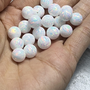 Wholesale Ball Opal <b>Beads</b> 2mm 3mm 4mm 5mm 6mm Synthetic Fire Opal Full Hole/Half Hole/Without Hole Opal Stone Price - Product Image 2