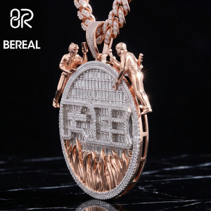 Luxury Baguette VVS Moissanite <b>Iced</b> <b>Out</b> Rose Gold Name Pendant Custom 925 Silver Hip Hop Style <b>Chain</b> Pendant Fine Men Jewely - Product Image 2