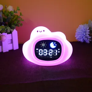 China Supplier Funny Kids Alarm Clock Travel Clock Snooze White Noise Sound Machine with Night Lights Wake up Table Alarm Clock