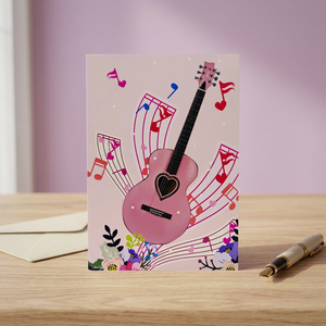 Tarjeta Pop-up 3D Hecha a Mano y Personalizada, Estilo Guitarra Rosa, para San Valentín o Acción de Gracias, Manualidades de Papel, Superventas al por Mayor - Product Image 5