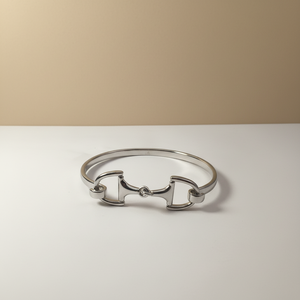 Hot Selling Rhodium Plated 925 Sterling Silver Bangle Heavy <strong>Snaffle</strong> Bit <strong>Bracelet</strong> - Product Image 4