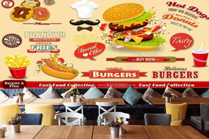 <span class=keywords><strong>Papier</strong></span> <span class=keywords><strong>peint</strong></span> <span class=keywords><strong>peint</strong></span> <span class=keywords><strong>peint</strong></span> Burger Hot Dog Fries <span class=keywords><strong>peint</strong></span> à la main pour la décoration du restaurant - Product Image 3