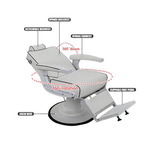 Silla de Barbero Hidráulica de Cuero Sintético Blanco Resistente para Peluquería - Product Image 3