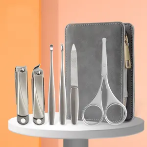 Hihg Quality 6PCS Nail Care Tools Stainless Steel Professional Pedicure Kit Travel Case Manicure Set Nail Clippers Kit