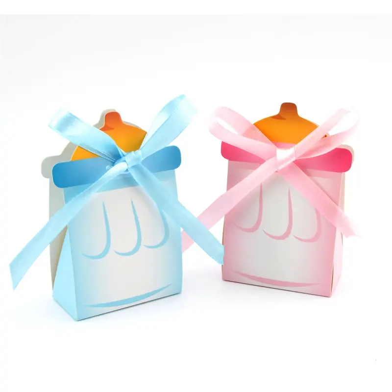 Grosir kotak hadiah bayi kreatif berbentuk botol susu kotak permen hadiah untuk Baby Shower 50 buah