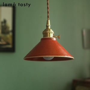 Lamp Tasty Ceramic Pendant <b>Light</b> Chicken Blood Red Glaze E27 Single Head For Tea Room Dining Room - Product Image 1