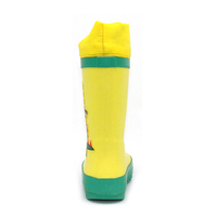 Bottes de pluie jaunes pour enfants en caoutchouc naturel, écologiques, souples, légères, imperméables, imprimé dinosaure, col à cordon, bottes Wellington