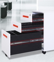 Meuble de rangement métallique portable moderne à 3 tiroirs avec plateau à crayons et serrure, idéal pour le bureau et la cuisine