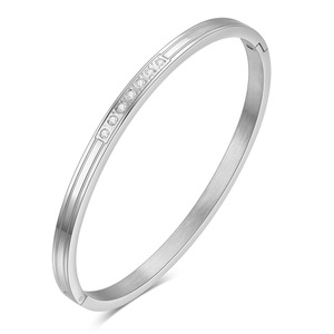 Pulseras de Moda con Baño de Oro de 18K, Incrustaciones de Circonita en Una Sola Hilera, Acero Inoxidable Abierto, para Parejas, Unisex, Regalo, Joyería - Product Image 2