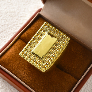 Zeadear 18k Gold Plated Copper <b>Chunky</b> Egyptian Pyramid Hip Hop Vintage Custom Engagement Jewelry Accessory <b>Ring</b> for Men - Product Image 3