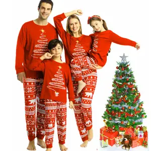 Unisex Christmas Family Matching Sets Winter Warm O-Neck Long Sleeve Pajamas