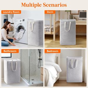 Wholesale Selfstanding Foldable Dirty Laundry Basket Rectangular Stripe Collapsible Toy Storage <b>Boxes</b> Washable Clothes <b>Hamper</b> - Product Image 4