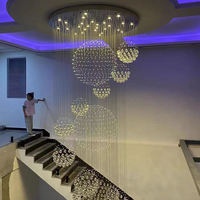 Lustre LED moderne de luxe en cristal K9, suspension longue pour hall de villa duplex, salon, escalier, hall d'hôtel