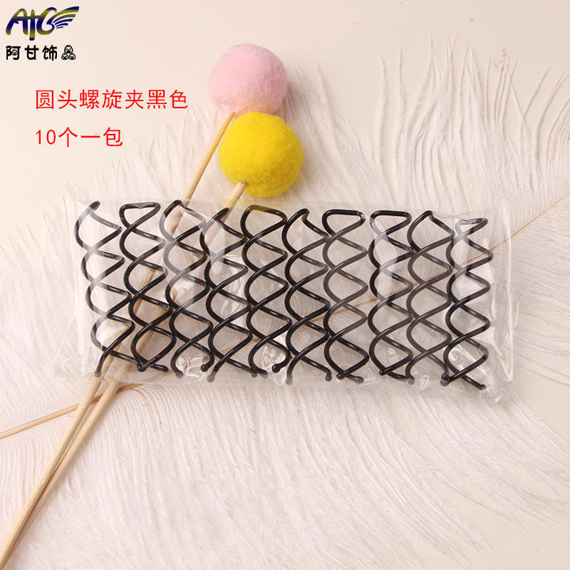 Clips spirales tête ronde noir paquet de 10