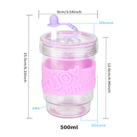Mignonne tasse à boire antidérapante avec paille, gobelet à café avec couvercle, bouteille d'eau personnalisée