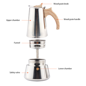 Vente directe usine – Cafetière expresso Moka en acier inoxydable, compatible induction, pour 2, 4, 6 ou 9 tasses - Product Image 4