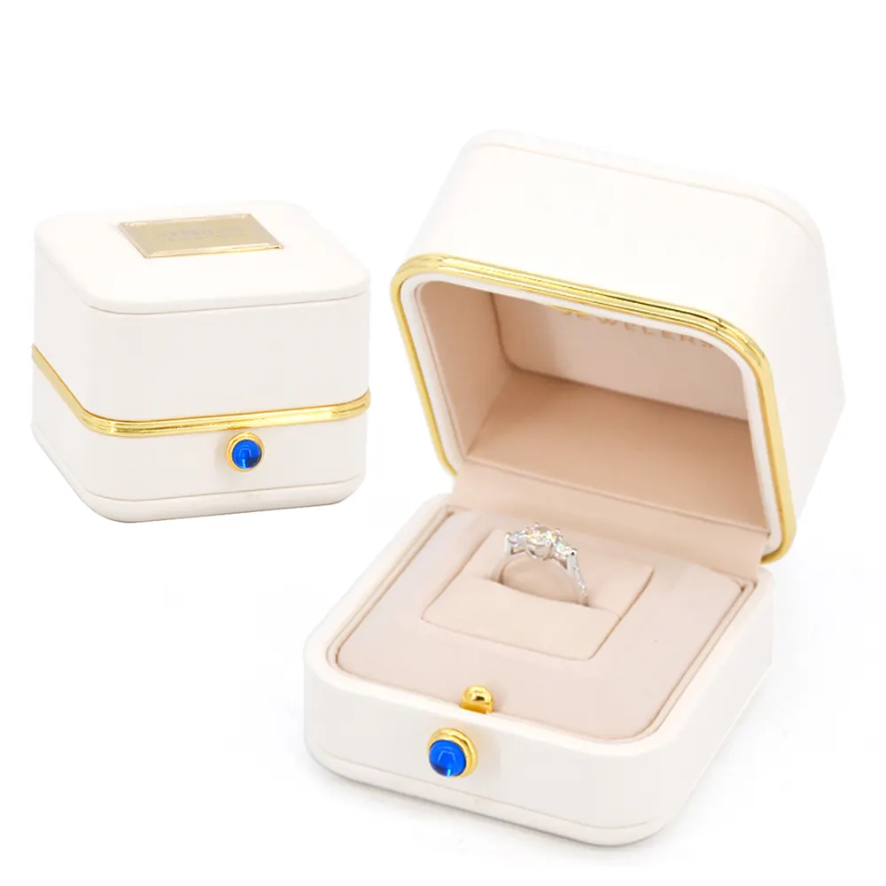 Scatola di imballaggio per anelli di carta stampata con logo personalizzato scatola per gioielli con stampa logo in oro rosa scatola per gioielli con anello di lusso