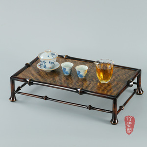 Bamboo <b>Tea</b> <b>Tray</b> With Woven Surface For <b>Tea</b> Serving Residential Use - Product Image 4