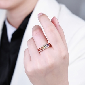 Wholesale Luxury Jewelry 14K Solid Gold Baguette Cut <b>Sapphire</b> Gemstone Engagement <b>Ring</b> Wedding Party - Product Image 2