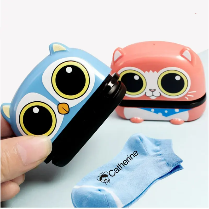 Personalizado Crianças Flash Toy Animal Personalizado Vestuário Tecido Auto Inking Kindergarten Nome Cartoon Stamp for Kids