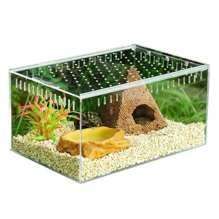 Terrario de plástico para reptiles, caja de cría de tortugas salvajes, gran caja, jaula acrílica para animales y mascotas, en venta