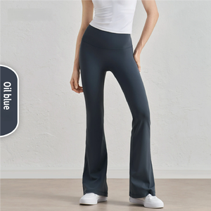 Haute qualité nue uniforme taille Yoga Flare pantalon femmes taille haute hanche ascenseur Yoga porter Fitness T Micro haut-parleur Yoga pantalon - Product Image 5