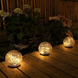 Outdoor <b>Solar</b> <b>Powered</b> Crackle Ball Garden <b>Lamp</b> IP65 Weatherproof No Wiring Needed <b>Solar</b> Path Light for Landscape Decoration - Product Image 4