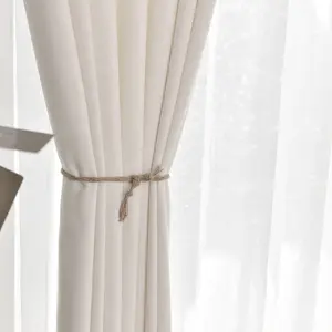 Pure White Natural European Flax Linen Curtain & Blackout Lining Drapes For Living Room