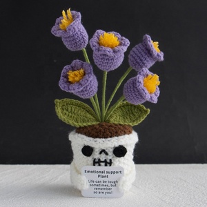 Muñeco de punto artesanal de lirio de los valles de Halloween, planta en maceta de acrílico tejida, de alta simulación, para escritorio - Product Image 2