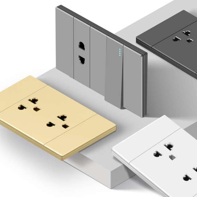 South American Thailand Standard 15A/16A 3-Pole Socket Electric Wall Switch 1-Gang 1-Way 2-Way