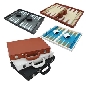 Ensembles de backgammon pour adultes en cuir-Jeux de société Backgammon-Ensemble de backgammon de voyage-Planche de 15 pouces et 32 pièces