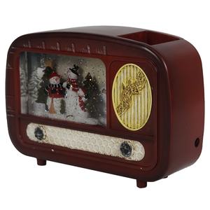 Lanterne de Noël avec globe à neige, scène de bonhomme de neige lumineuse à LED MELODY - Product Image 2