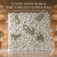 Mur de fleurs artificielles verticales avec un design floral mixte, en plastique, facile à nettoyer pour les mariages et l'usage commercial