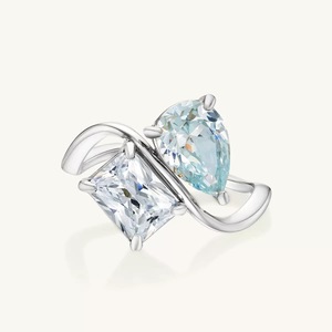 Sun Hung <b>Yue</b> Teardrop Zircon Square Ring Adjustable Opening Real Gold Plating For Women Fashion Jewelry - Product Image 4