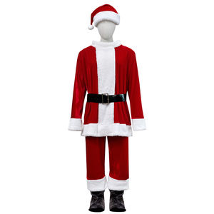 <span class=keywords><strong>Costume</strong></span> de Père Noël rouge pour adulte avec garniture en velours + accessoires multiples - <span class=keywords><strong>Costume</strong></span> de cosplay pour fête de Noël - Product Image 6