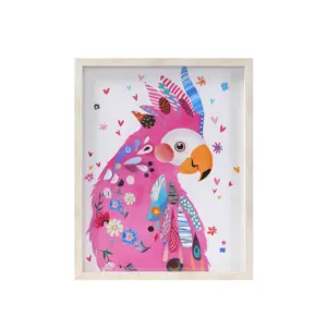 Hot Sale Home Decoration Colorful Bird 3d Paper Carve Picture Hanging Wall Frame Art