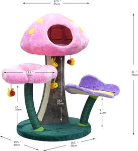 Moderne 3-stufige Kratz baum Pilz Plüsch Blume Barsch Schmetterling Wiege Sisal Scratching Pad Bienen spielzeug Bunt - Product Image 5