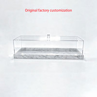 Plateau de service en acrylique transparent personnalisé, en forme carrée, en marbre, en plexiglas, avec couvercle, taille personnalisable pour la maison, l'hôtel, la restauration
