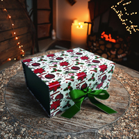 Boîte cadeau magnétique pliable de Noël, personnalisée avec un gaufrage, en matériaux recyclés, doublée d'une éponge, boîtes rigides pour friandises