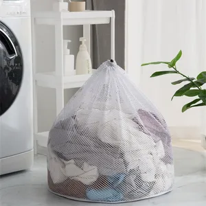 Andeya bolsa de plástico para ropa, bolsa interior de malha 60*80cm + 50cm de cordão, malha para lavar sapatos e dobrar máquina de lavar
