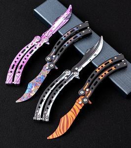 سكين تدريب جديد من الفولاذ المقاوم للصدأ بتصميم فراشة ملونة، سكين بدون شفرة للتدريب على لعبة CSGO، قابل للطي للتخييم، تصنيع حسب الطلب بالجملة - Product Image 1