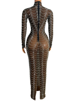 NOVANCE Y2023-B Robe de soirée transparente pour femme, style lounge, avec décalcomanie en cristal fendue, collection été 2026, brillante et élégante