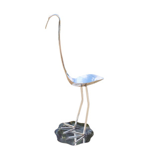 Stainless Steel Crane Sculpture Outdoor Mirrored Garden Ornament Freestanding Bird Shape - Product Image 5